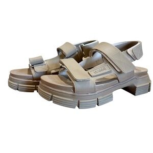 GANNI Sandals Women's EU 38 7.5 US Tan Recycled Rubber Chunky Platform Fisherman